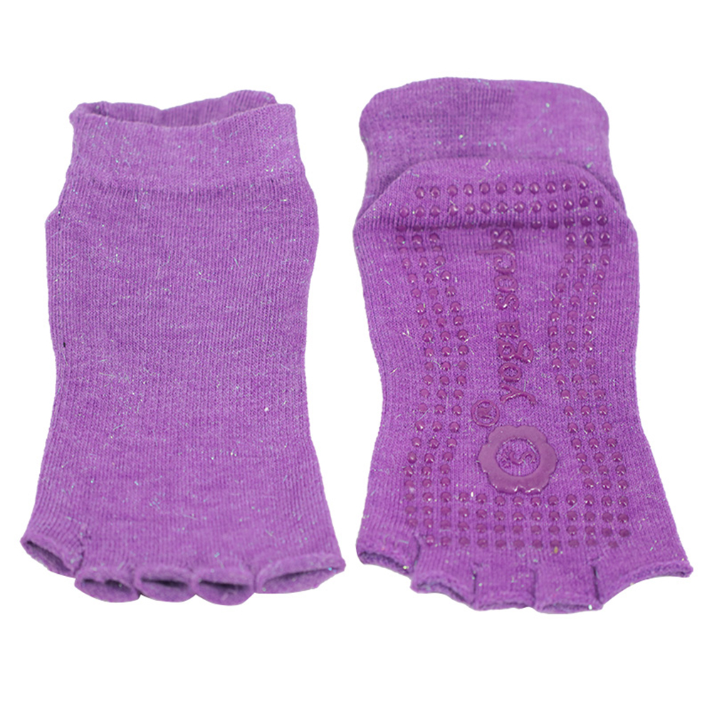 Shiny silk half toe yoga socks