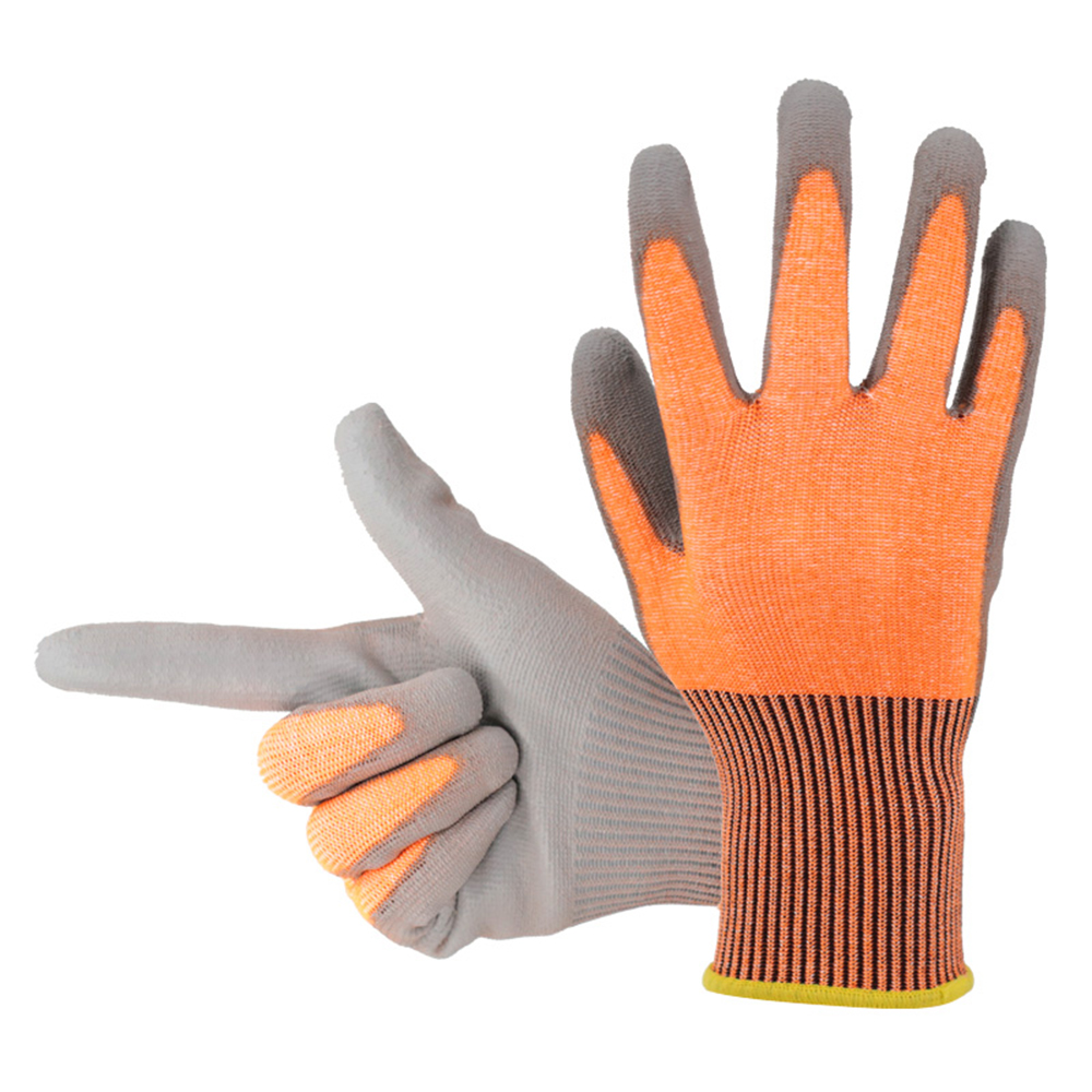 Grade 5 wear-resistant dipped PU cut-resistant gloves orange