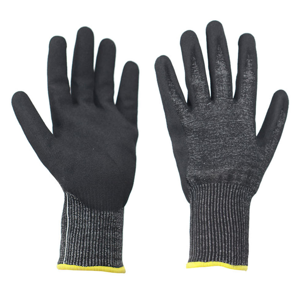 Dipped butadiene glossy frosted cut resistant gloves